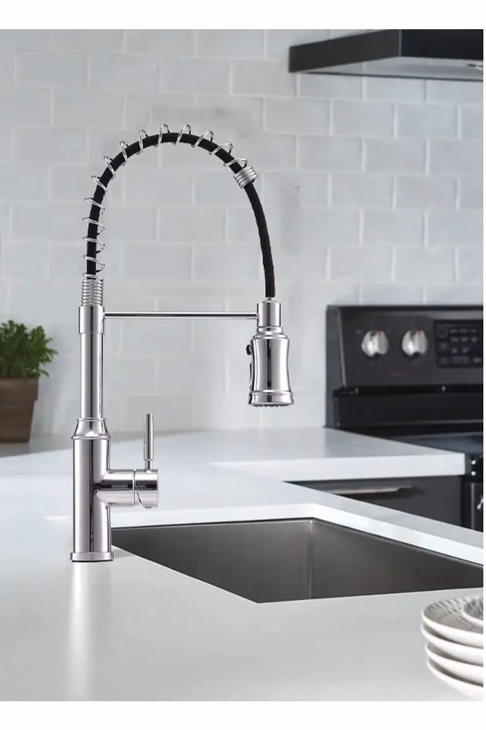 Living and Home Silver Stainless Steel Kitchen Sink Tap with Swivel Pulldown Spout and Pull-out Spray Function – 5