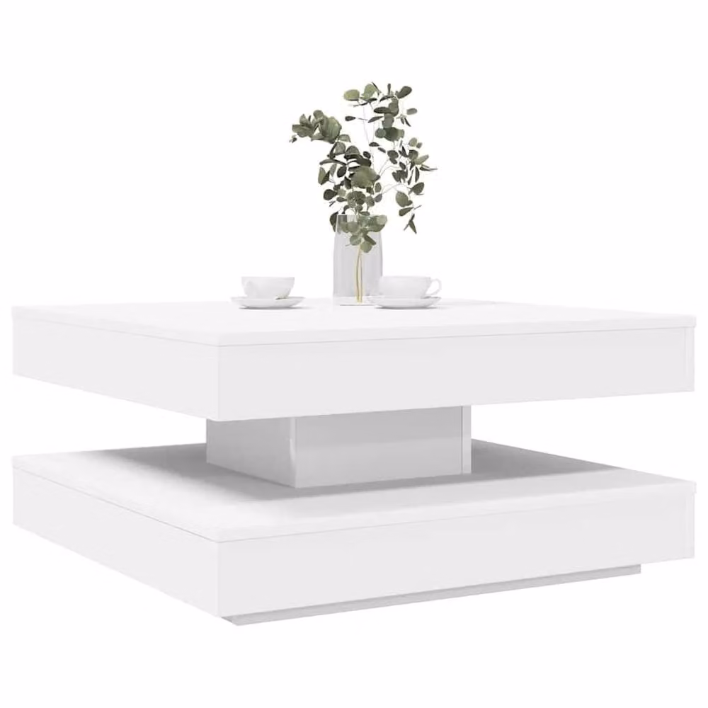 Berkfield Home Modern Rotating Square Coffee Table in White, W/D/H: 70 x 70 x 34.5 cm – 2