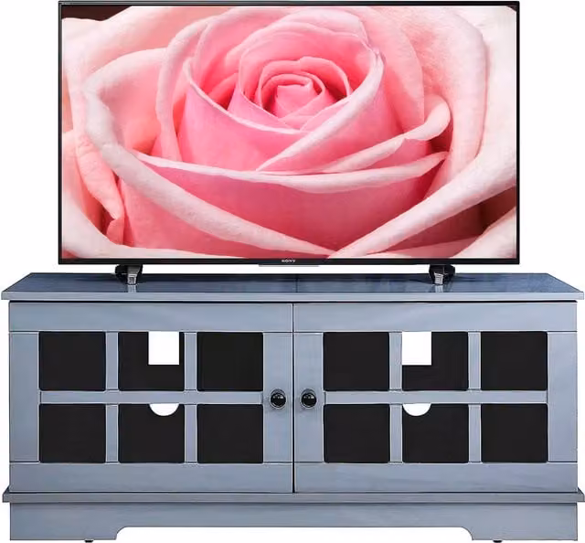 MDA Designs Hamilton Traditional Glossy TV Cabinet in Grey with Glass, W/D/H: 110 x 40 x 48 cm