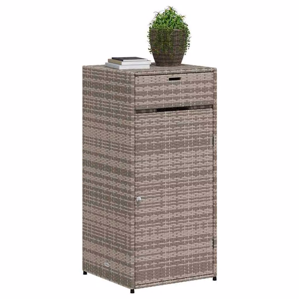 Berkfield Home Grey Poly Rattan Garden Storage Cabinet W/D/H: 55 x 55 x 111 cm – 3