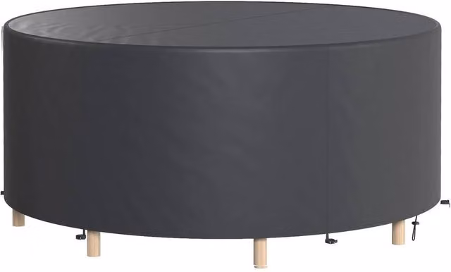 KORVIXA Round Garden Furniture Cover, Black, Diameter: 214 cm