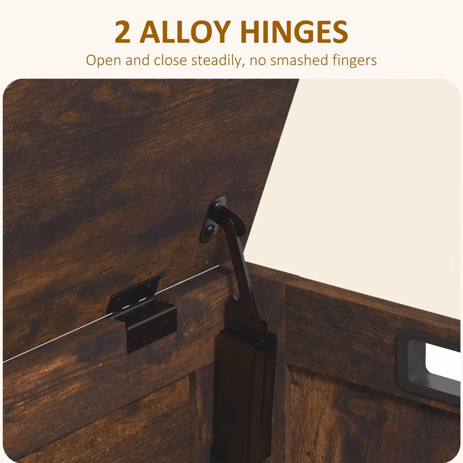 HOMCOM Rustic Brown Storage Chest and Bench with 2 Safety Hinges – 4