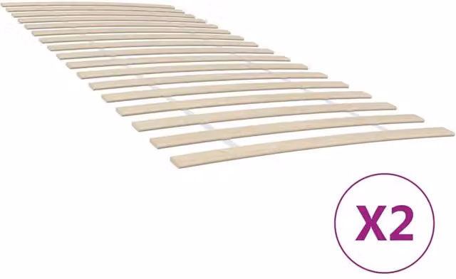 Berkfield Home Set of 2 Brown Slatted Bed Bases with 34 Wood Slats, W: 100 cm x L: 200 cm