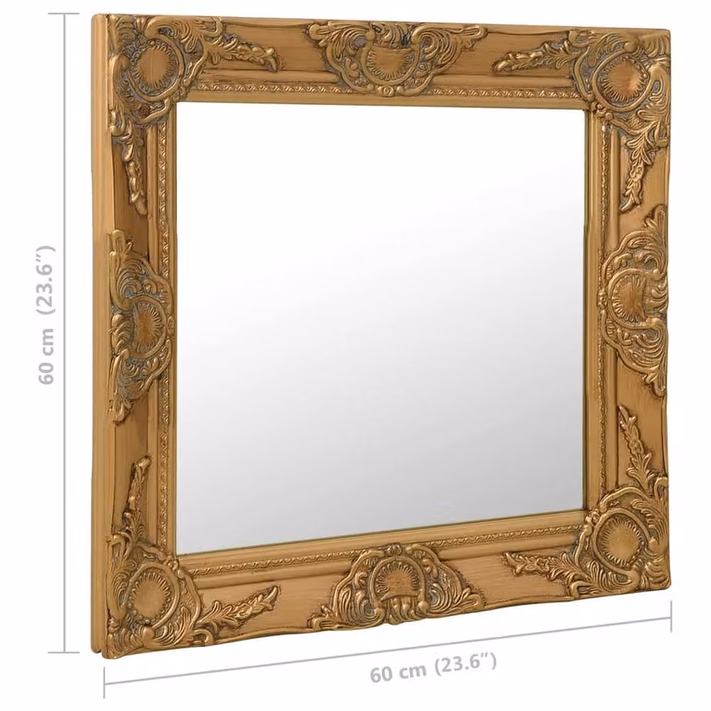 Berkfield Home Antique Gold Baroque Style Square Wall Mirror W: 60 cm, H: 60 cm – 4