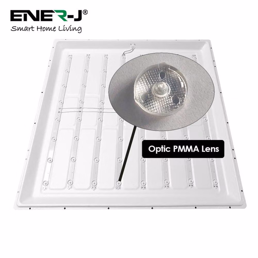 ENER-J Pack of 3 Slim Backlit LED Ceiling Panel Lights, Cool White, W/D: 60 x 60 cm, 40W – 3