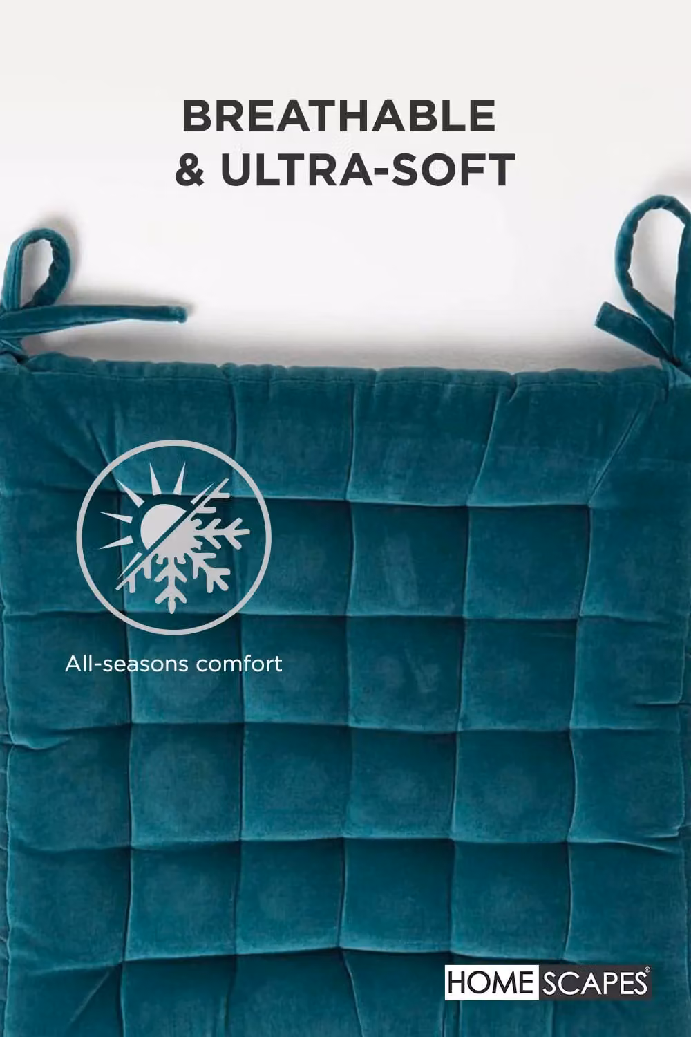 Homescapes 4 Pack Luxury Cotton Velvet Seat Pads in Petrol Blue, W/D/H: 40 x 40 x 40 cm – 5