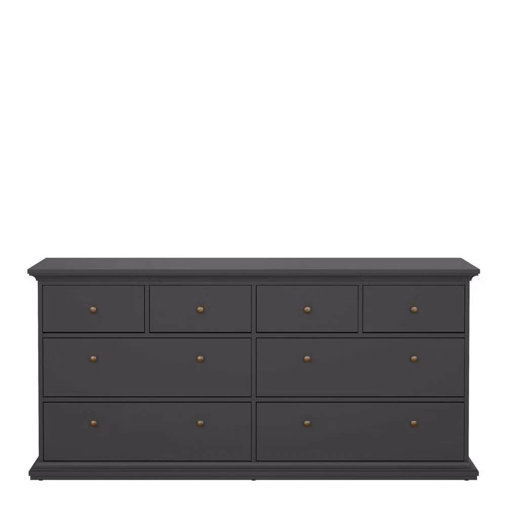 Wyld Haus Osaka Farmhouse Wide 8 Drawer Chest in Dark Grey Wood, W/D/H: 183.4 x 48.5 x 86.8 cm – 2