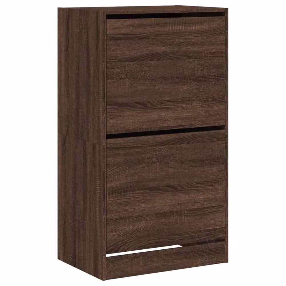 Berkfield Home Modern Shoe Cabinet in Brown Oak with 2 Tilting Compartments, W: 60 cm, D: 42 cm, H: 108 cm – 2