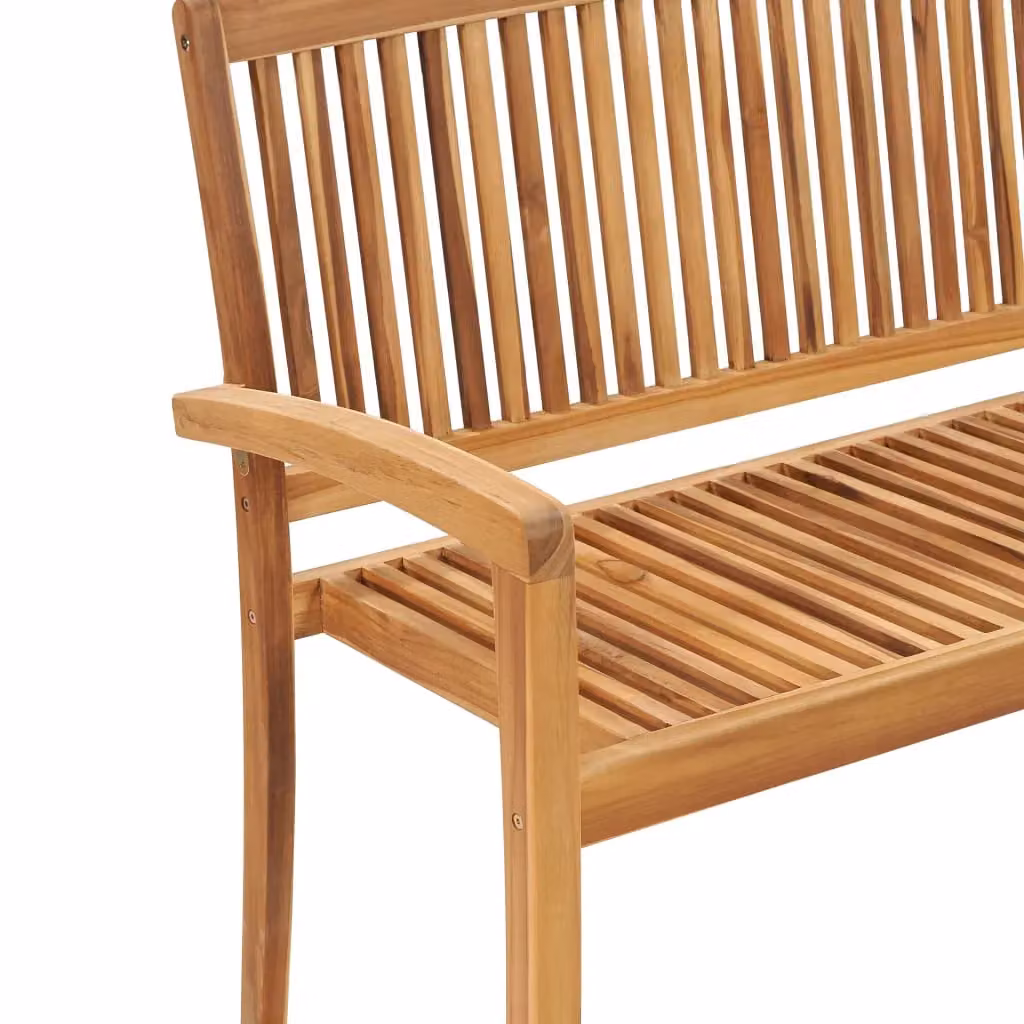 Berkfield Home 2-Seater Stacking Garden Bench in Brown Solid Teak Wood, Width: 128.5 cm – 2