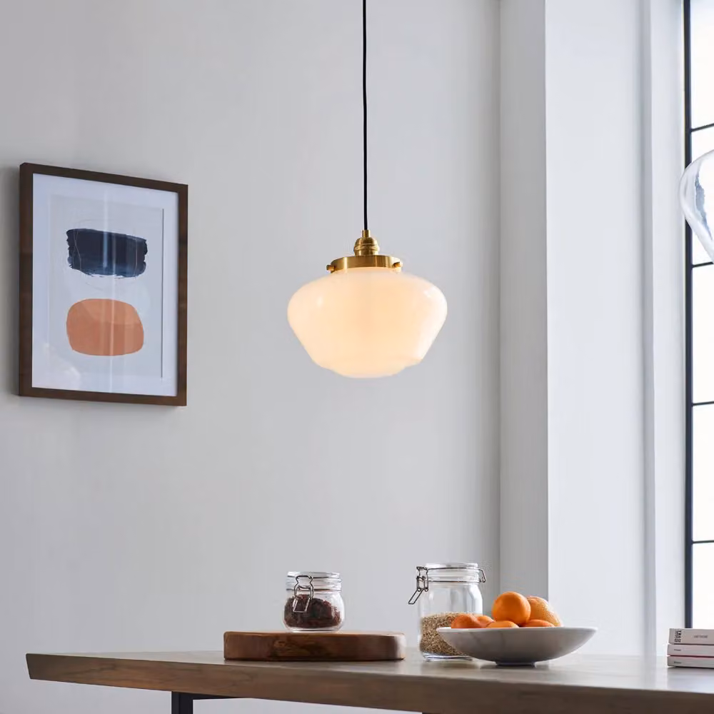 Loops Antique Brass Pendant Light with Transparent Glass Shade – 2