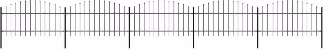 Berkfield Black Steel Spear Top Garden Fence, 8.5 m Length
