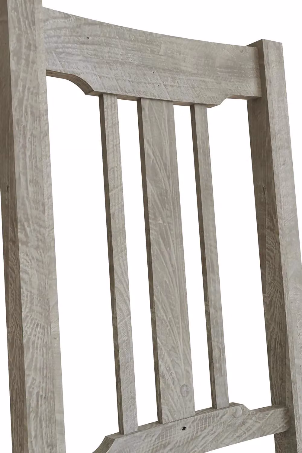 FWStyle Set of 2 Grey Limewashed Reclaimed Pine Dining Chairs with Fabric Seats – 3