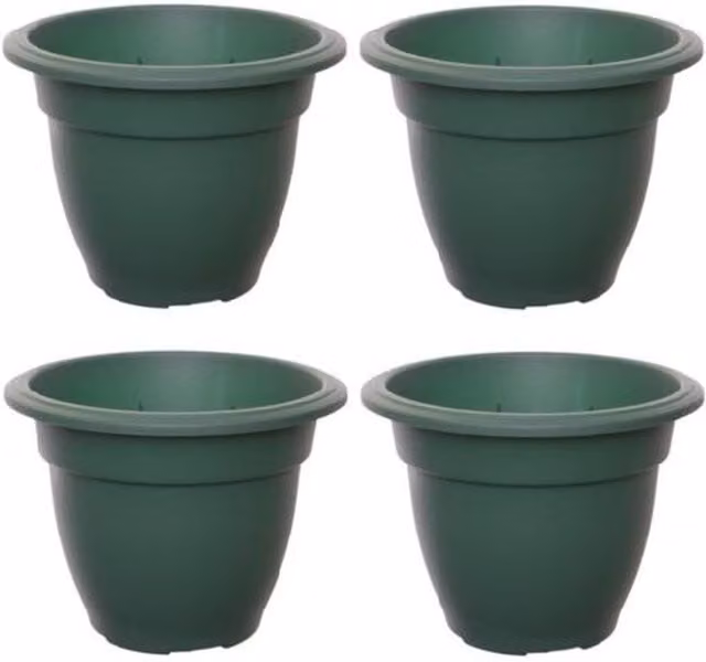 Whitefurze Green Round Bell Plastic Plant Pot and Garden Planter, Diameter: 38 cm