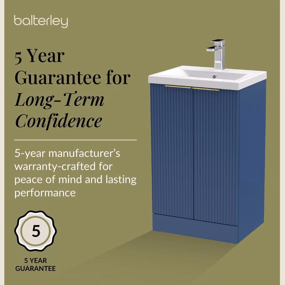 Balterley Fluted Front 2 Soft Close Door Vanity Basin Unit, Satin Blue, W: 500 mm – 5
