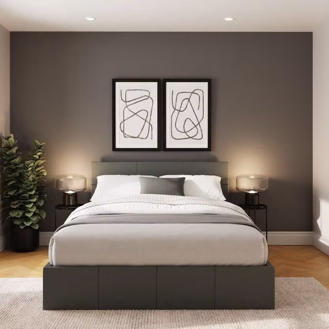 GFW Ecuador Grey Faux Leather Side Lift Ottoman Storage Bed Frame, Double 140 x 200 cm – 2