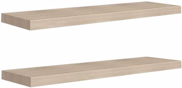 Berkfield Home Floating Wall Shelves, 2 Piece Set in Light Oak, W: 90 cm, D: 23.5 cm, H: 3.8 cm