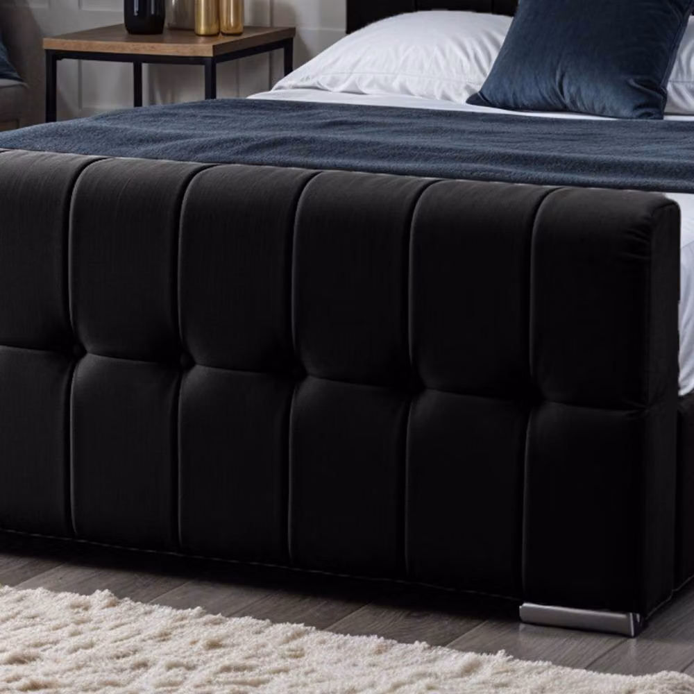 UK Bed Furniture Orlando Upholstered Single Bed in Black, W/D/H: 90 x 190 cm – 3