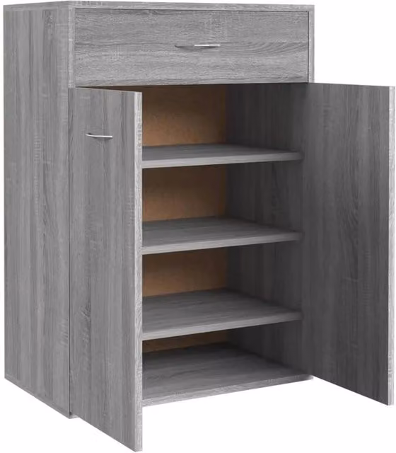 Berkfield Home Grey Sonoma Shoe Cabinet with Doors and Drawers, W/D/H: 60 x 35 x 84 cm – 1