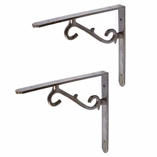 Hammer and Tongs Scroll Iron Shelf Bracket, Grey, Pack of 2 – 1