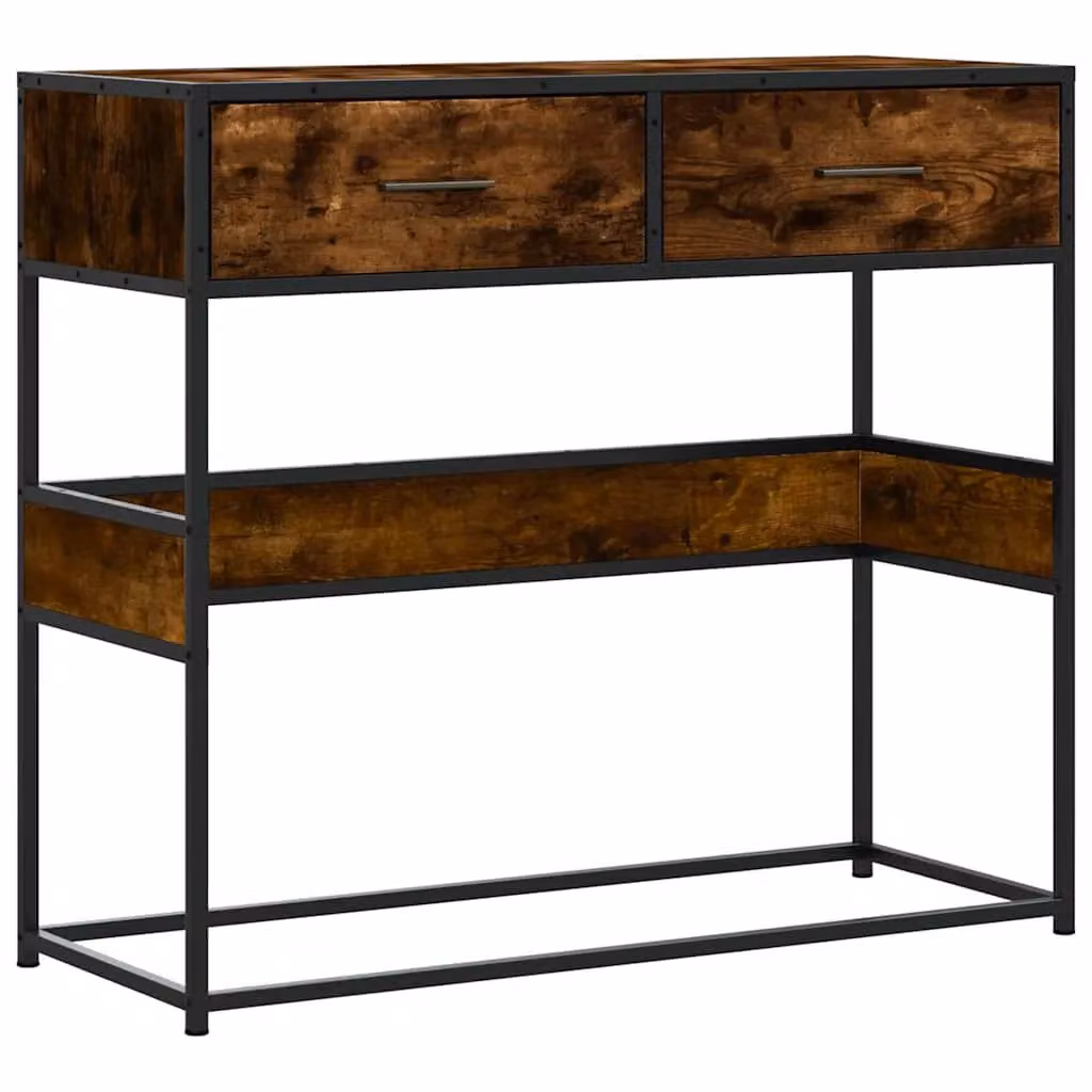 Berkfield Home Smoked Oak Console Table in Brown, W/D/H: 90 x 35 x 80 cm – 2