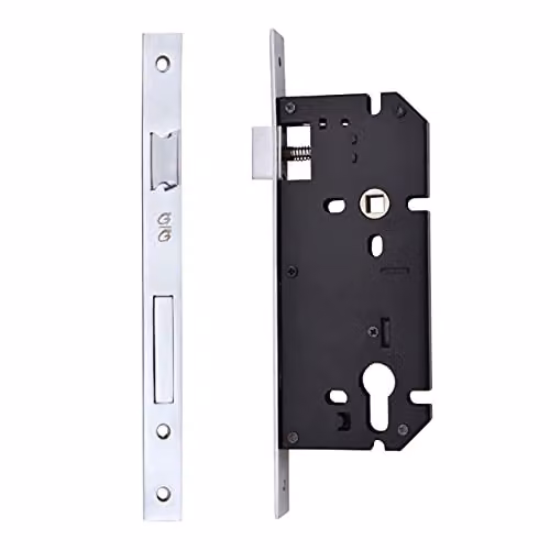 Golden Grace Euro Mortise Lock Body in Silver with 75mm Backset