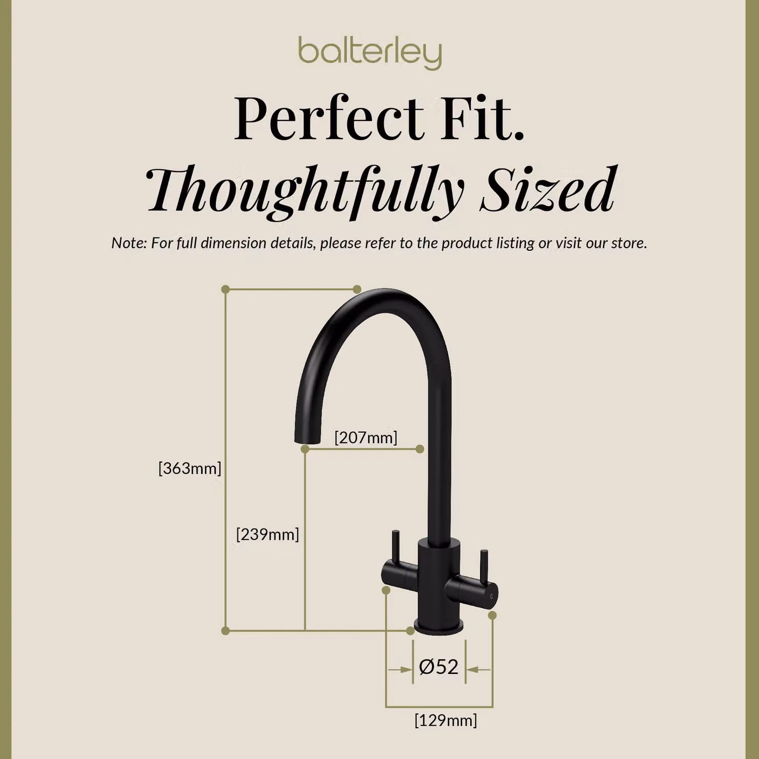 Balterley Lacerta Kitchen Mono Mixer Tap with High Curved Swivel Spout and Dual Lever, Matt Black – 3