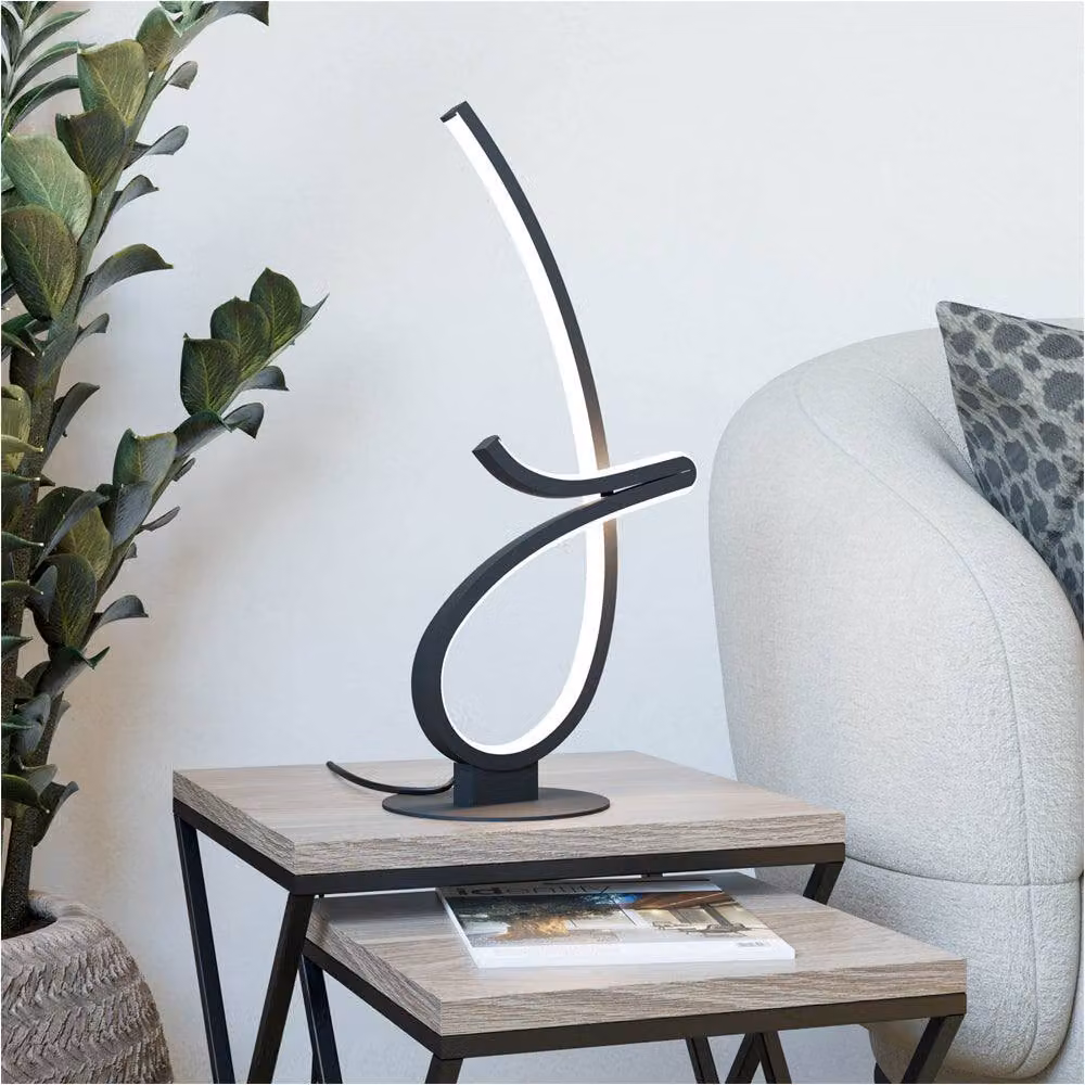 Loops Modern Black LED Table Lamp with Included Bulb – 2