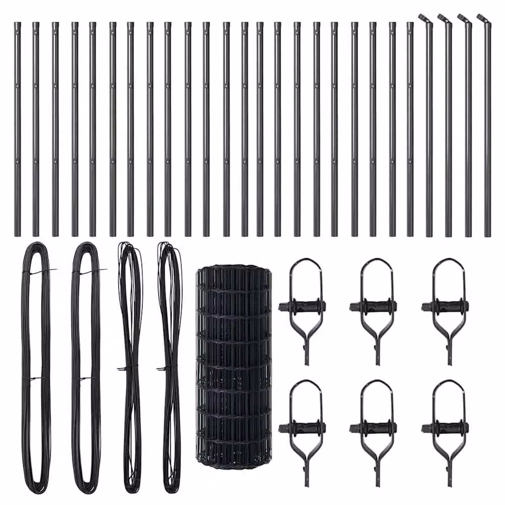Berkfield Home Euro Fence with 13 Posts, 0.6 x 50 m, Galvanised Steel in Dark Grey – 4