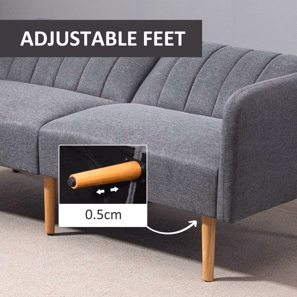 Wyld Haus Nile Grey Linen 3 Seater Click Clack Sofa Bed – 7