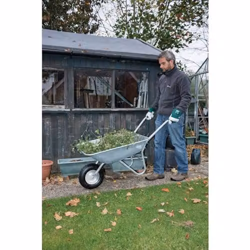 Draper 31619 Galvanised Steel Wheelbarrow, 65L, Green and Silver – 2