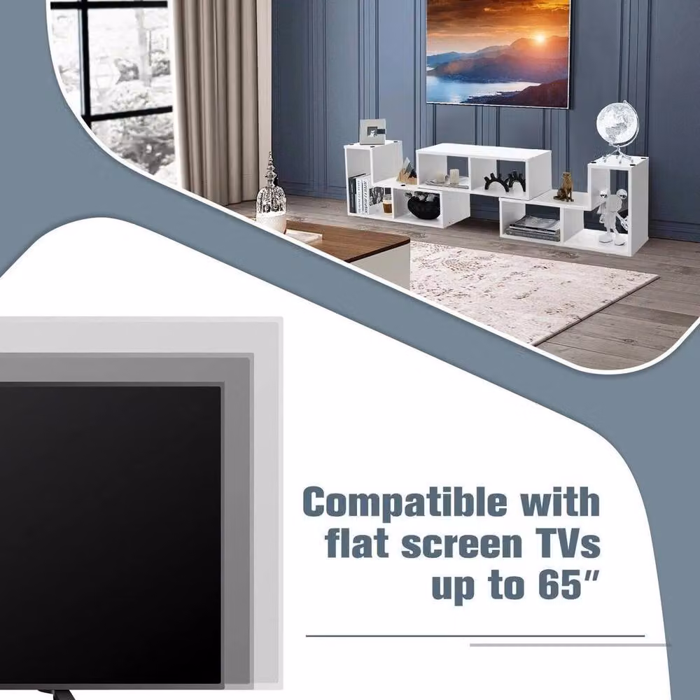 KORVIXA 3-Piece Modern Matt White TV Console Stand – 5