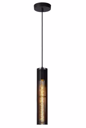 Lucide Lionel Dimmable Adjustable Height Cylinder Pendant Light in Black