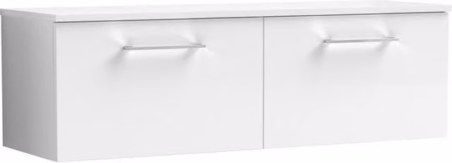 Balterley Level 1200mm Wall Hung 2 Drawer Vanity Unit with Worktop in Gloss White – 1