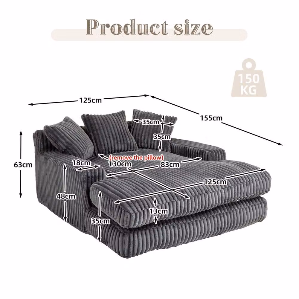 Direct Wicker Modern L-Shape Oversized Upholstered Chaise Lounge Sofa in Grey with 2 Scatter Cushions – 2