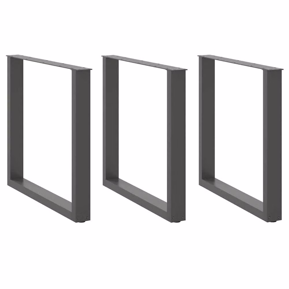 Berkfield Home Modern U-Shaped Coffee Table Legs, 3 Piece Set, Anthracite Grey Powder-Coated Steel, W: 90 cm, H: 72.5 cm – 1