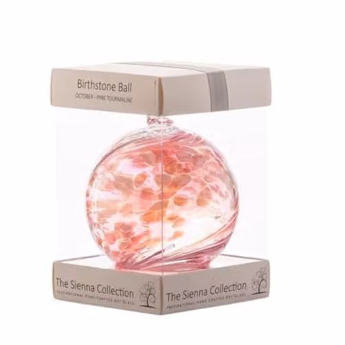 Sienna Glass Pink Birthstone Ball October Pink Tourmaline Hanging Glass Bauble