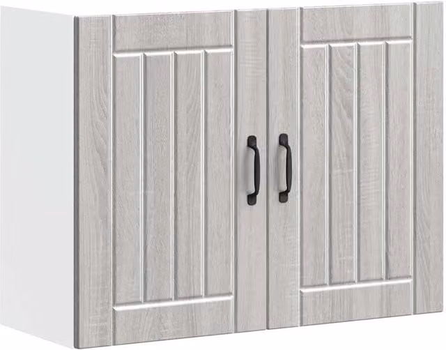 Berkfield Home Lucca Grey Sonoma Kitchen Wall Cabinet with Glass Doors