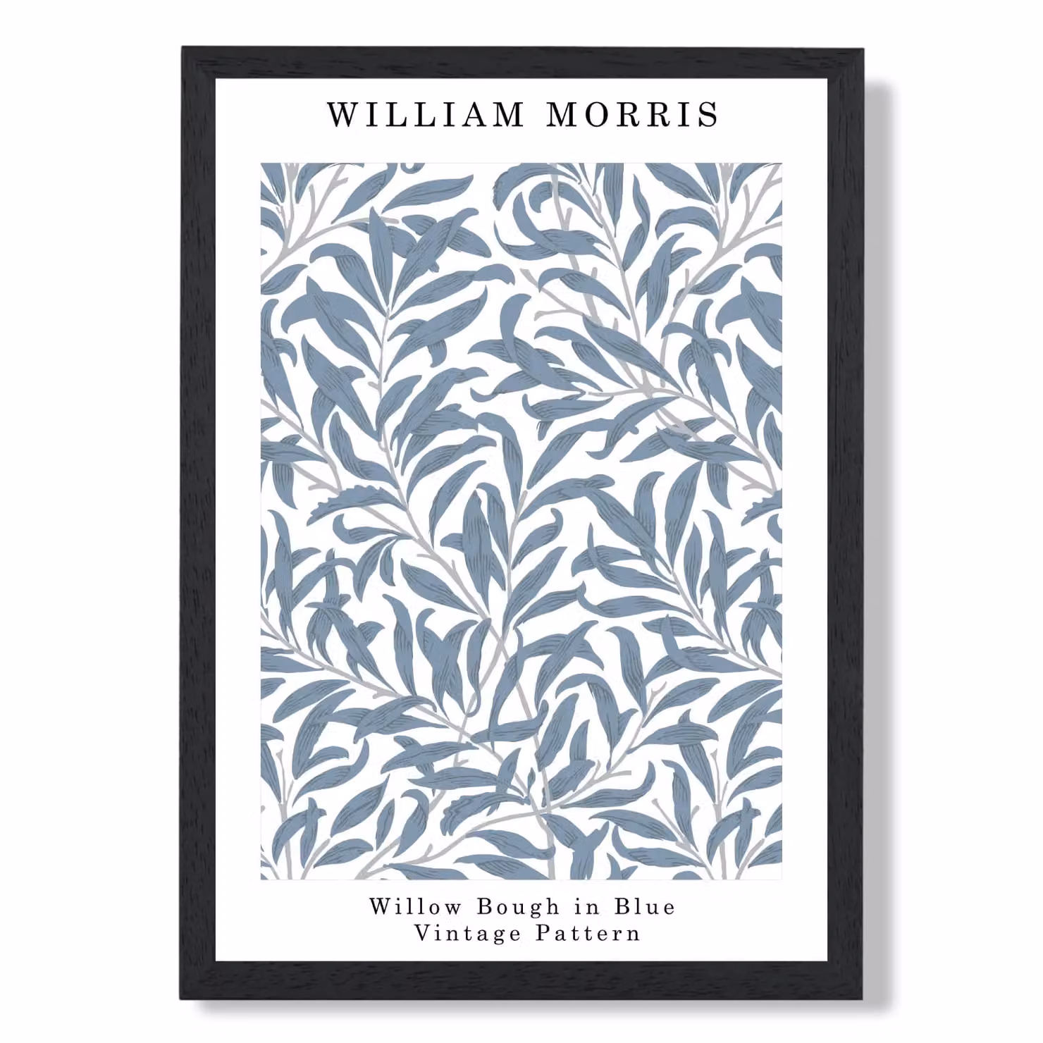 ARTZE William Morris Willow in Blue Floral Art Print with Black Frame, A3 – 2
