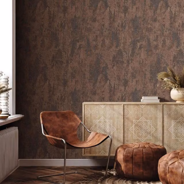 Erismann Brown Abstract Industrial Vinyl Wallpaper