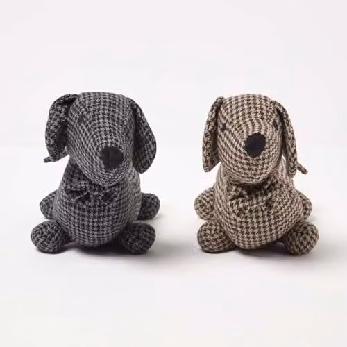 Homescapes Textured Dachshund Dog Door Stops, Set of 2, Grey, Brown and Beige, H 35 cm – 1