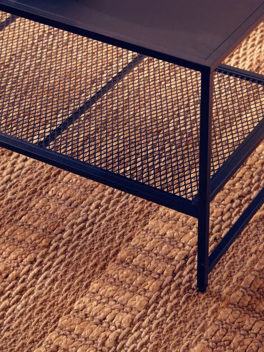 Orsina Black Metal Industrial Coffee Table for Living Rooms, W/D/H: 102 x 46 x 43 cm – 2