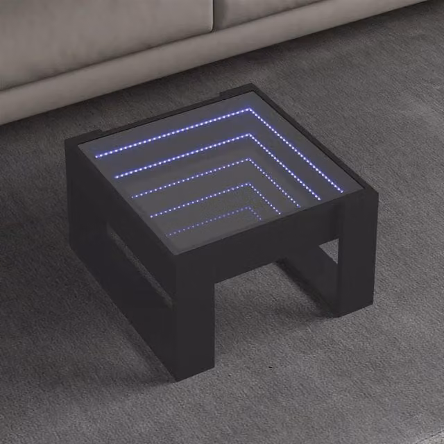 Berkfield Home Infinity LED Coffee Table in Black, W: 50 cm, D: 53 cm, H: 30 cm – 1