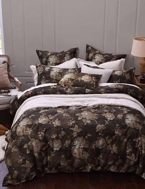 MM Linen Desdemona Reversible Pure Cotton Bedding Set with Pillowcase, Brown Mix, W: 140 cm, L: 200 cm