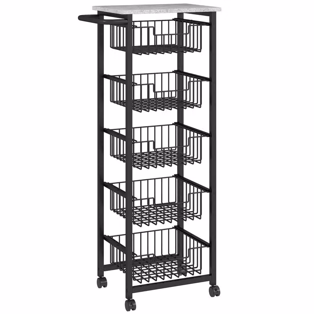 Wyld Haus Sucora 5 Basket Mobile Kitchen Trolley in Light Grey and Black – 2