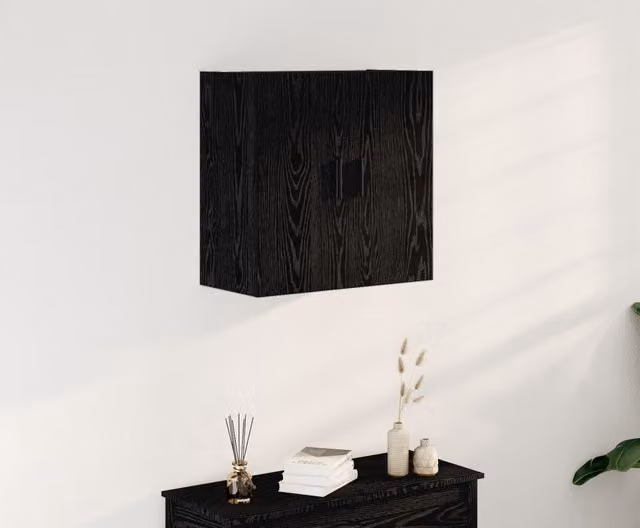 Berkfield Home Black Oak Wall Cabinet with Hinged Doors and Internal Shelves, W/D/H: 60 x 31 x 60 cm – 1