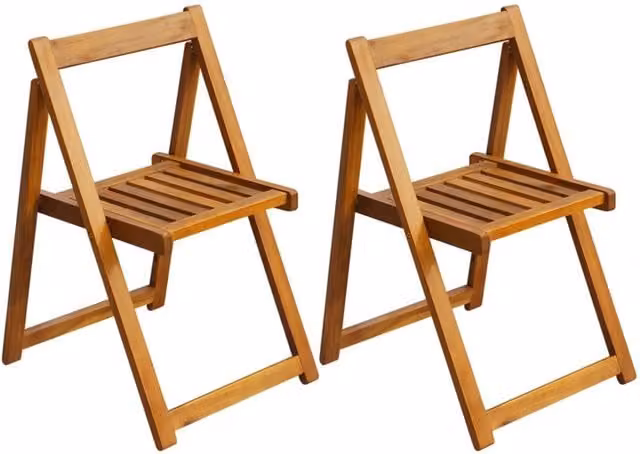 Berkfield Home Set of 2 Folding Garden Chairs in Brown Solid Acacia Wood