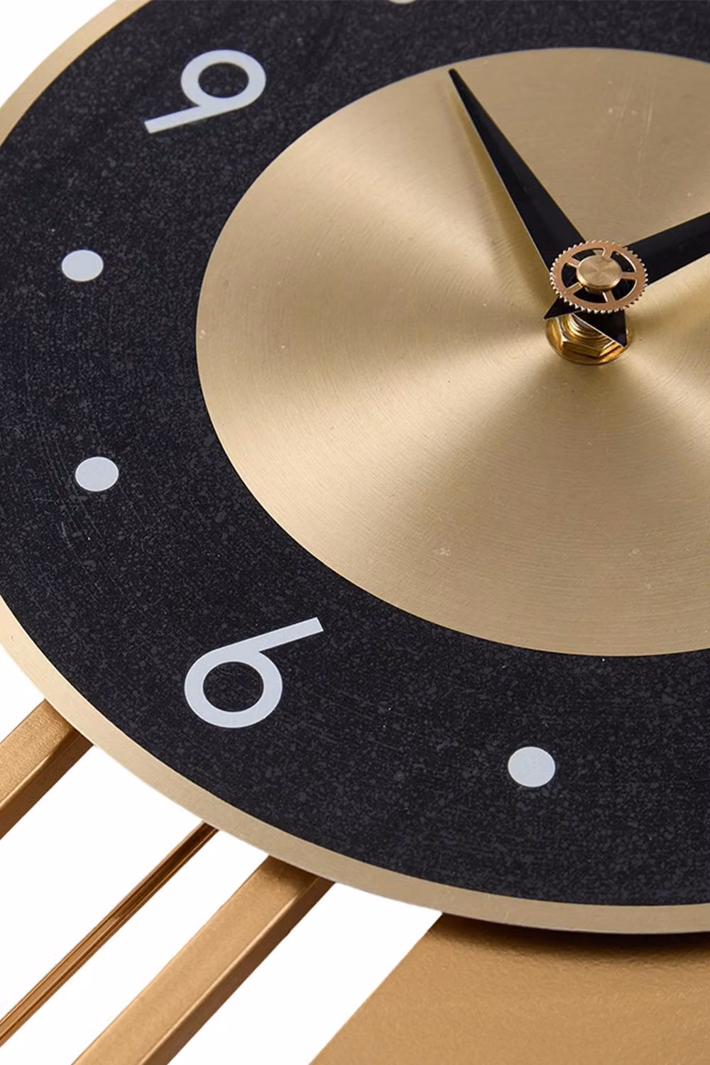 Living and Home Modern Round Gold and Black Silent Wall Clock with Pendulum, Diameter: 45 cm – 4