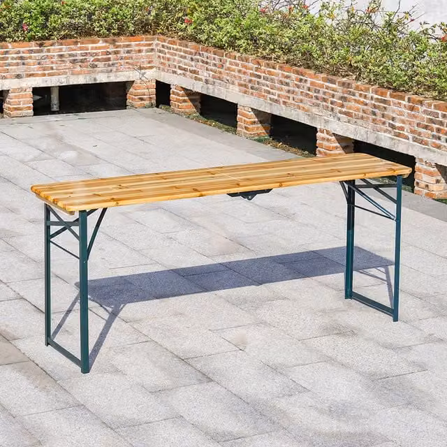 Livingandhome Rustic Wood Folding Garden Table in Brown and Green, Width: 167.5 cm
