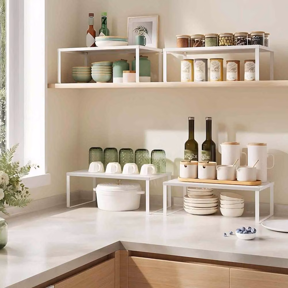 The Bazaarist Set of 2 Expandable Metal Spice Racks in White – 2