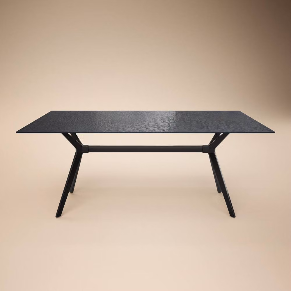 Solace+Co Emil Glass Dining Table and 6 Isla Chairs Set in Black and Brown – 2